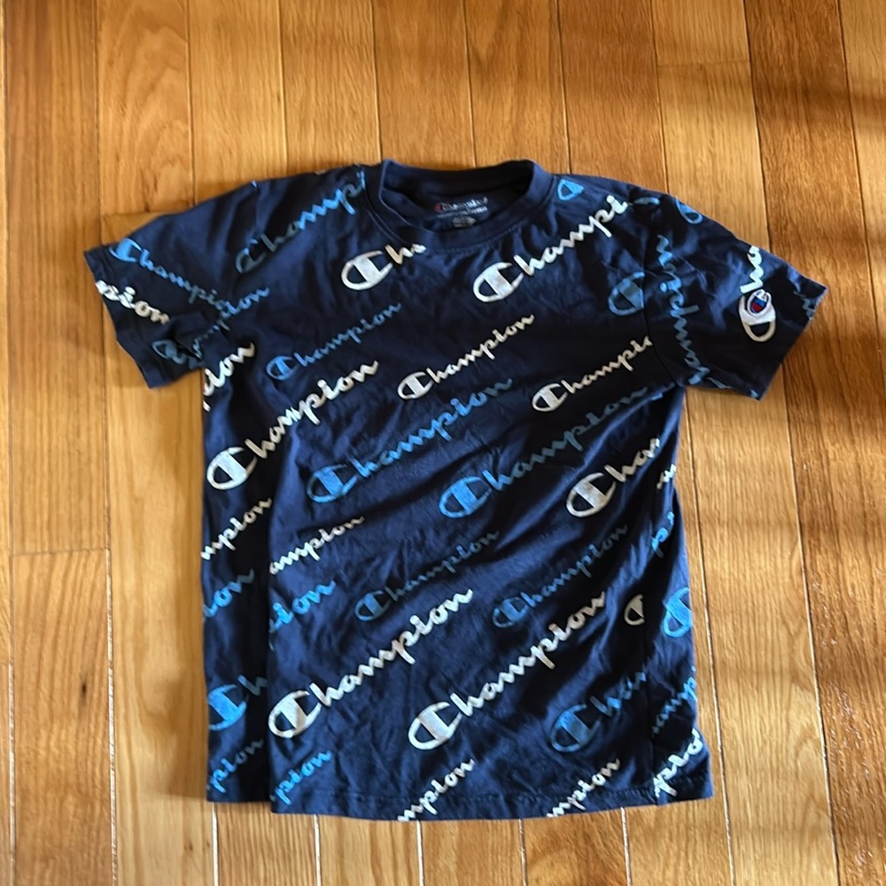 Big Boys Champion Navy Blue T-Shirt with logo